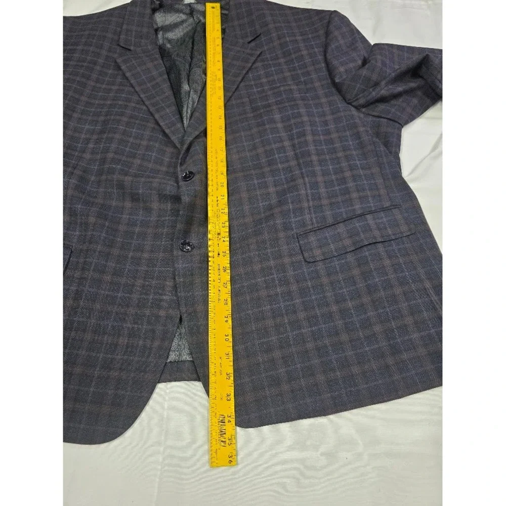 Oak Hill‎ Sport Coat Mens 4XL 58/60 Plum Navy Plaid Paisley Lining Blazer New